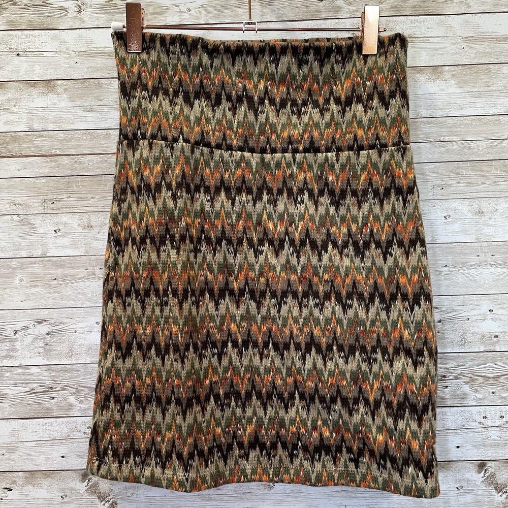 Vintage Marquis Womens M Skirt Pencil Mini Grannycore Chevron Made In‎ USA Green
